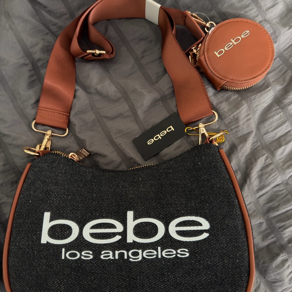 Bebe Black and Tan Shoulder Bag